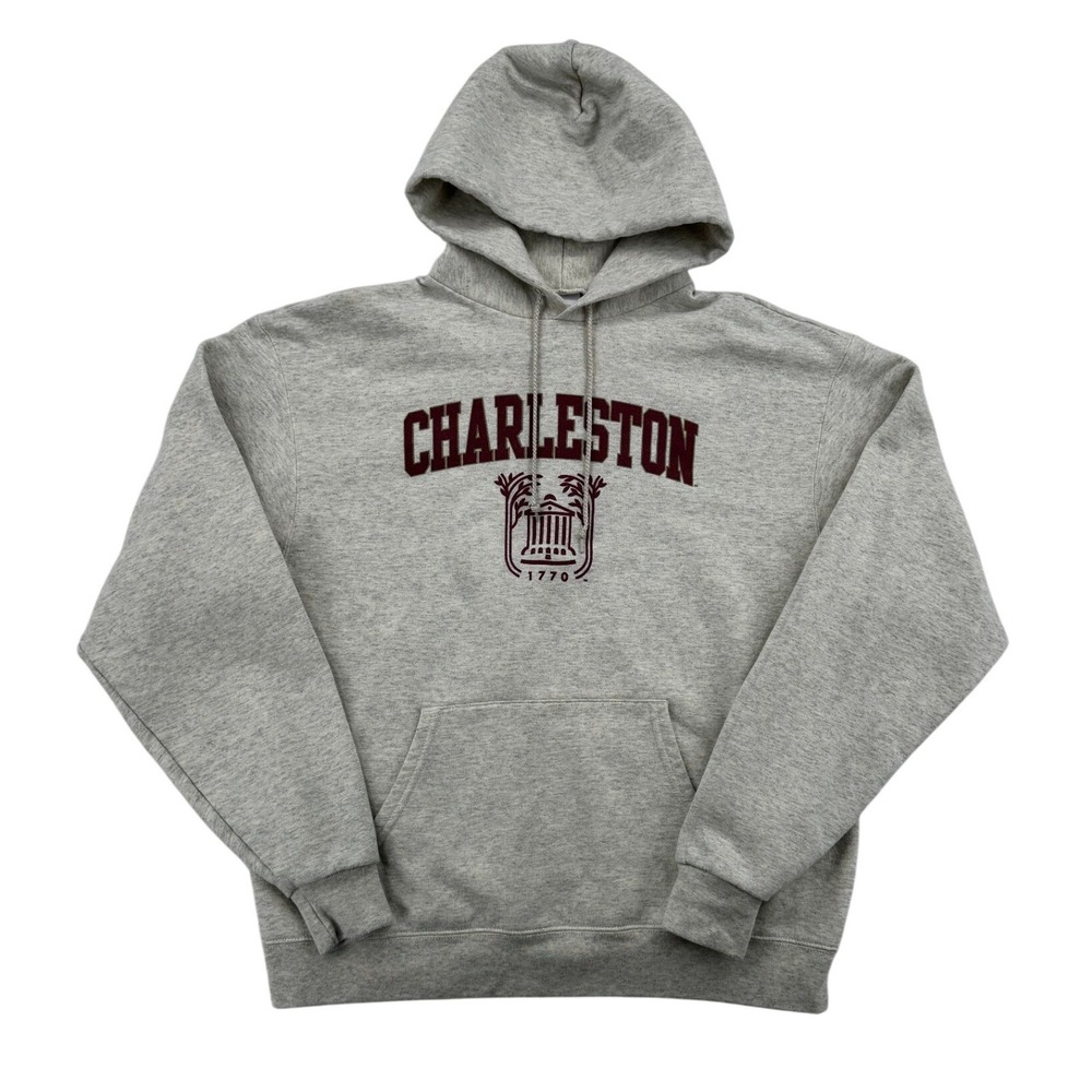 Champion Hoodie Men Large Cream Gray Excellent College of Charleston Pullover